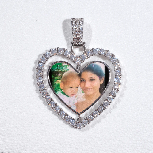 3D Spinning 2-Faced Heart Custom Picture Pendant