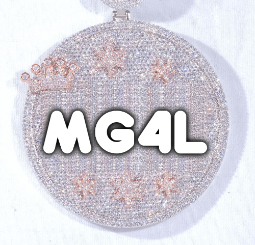 CUSTOM LETTER NECKLACE 3D BIG CROWN DISC