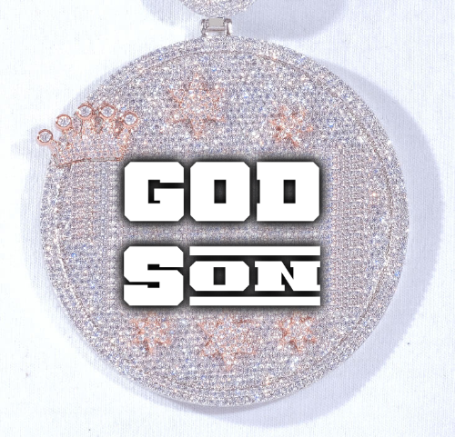 CUSTOM LETTER NECKLACE 3D BIG CROWN DISC