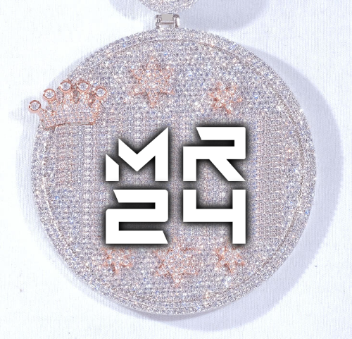CUSTOM LETTER NECKLACE 3D BIG CROWN DISC