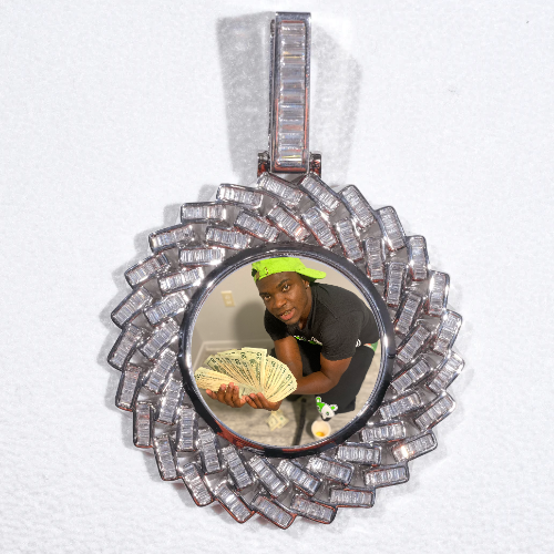 Large 3D Baguette Custom Picture Pendant