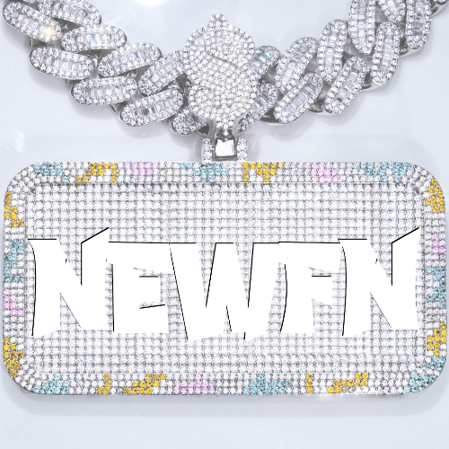 CUSTOM LETTER NECKLACE 3D COLORFUL SQUARE