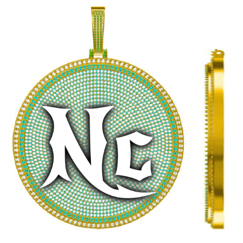 CUSTOM LETTER NECKLACE 3D BIG DISC