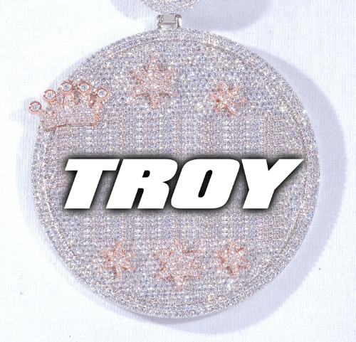 CUSTOM LETTER NECKLACE 3D BIG CROWN DISC