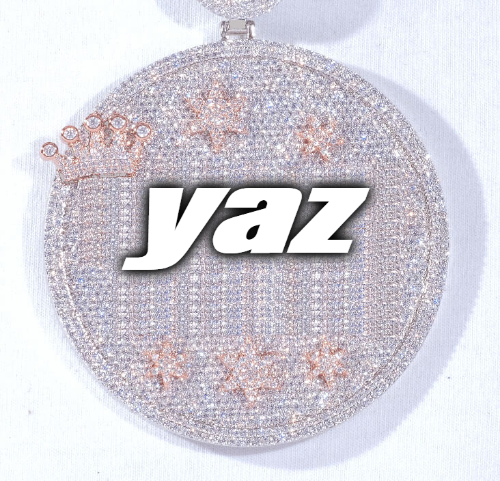CUSTOM LETTER NECKLACE 3D BIG CROWN DISC