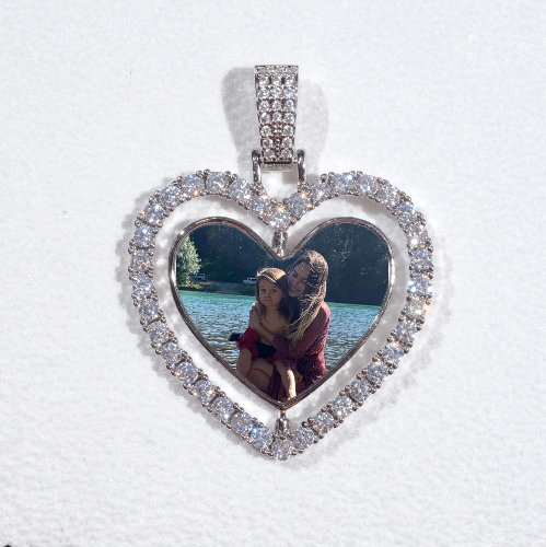 3D Spinning 2-Faced Heart Custom Picture Pendant