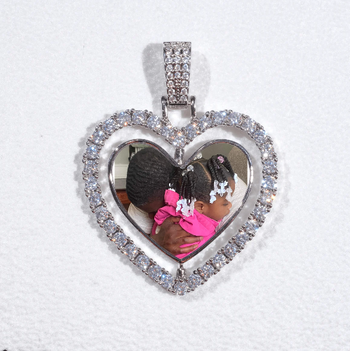3D Spinning 2-Faced Heart Custom Picture Pendant