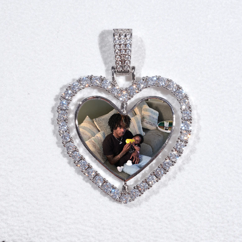 3D Spinning 2-Faced Heart Custom Picture Pendant