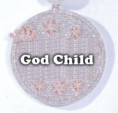 CUSTOM LETTER NECKLACE 3D BIG CROWN DISC