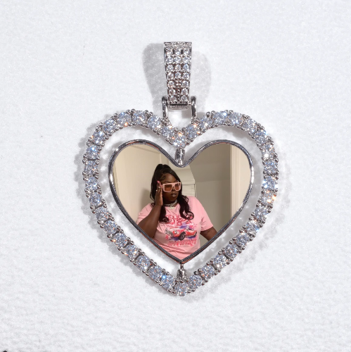 3D Spinning 2-Faced Heart Custom Picture Pendant