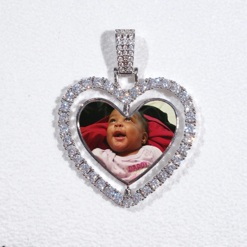 3D Spinning 2-Faced Heart Custom Picture Pendant