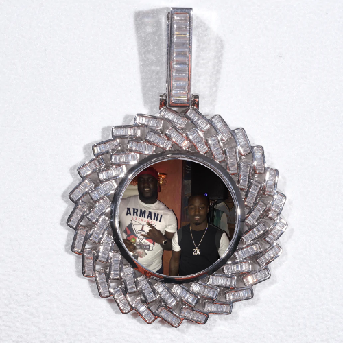 Large 3D Baguette Custom Picture Pendant