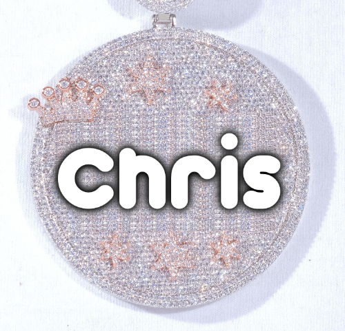 CUSTOM LETTER NECKLACE 3D BIG CROWN DISC