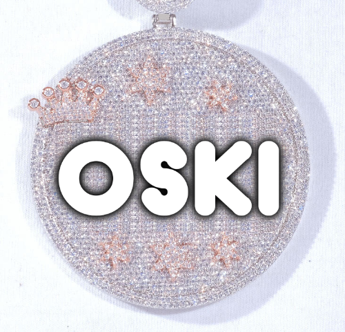 CUSTOM LETTER NECKLACE 3D BIG CROWN DISC
