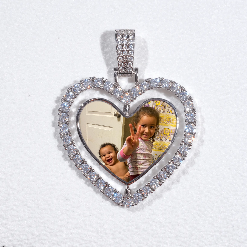 3D Spinning 2-Faced Heart Custom Picture Pendant