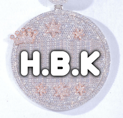 CUSTOM LETTER NECKLACE 3D BIG CROWN DISC