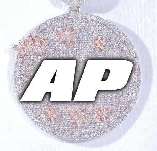 CUSTOM LETTER NECKLACE 3D BIG CROWN DISC