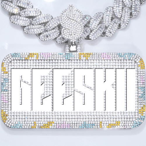 CUSTOM LETTER NECKLACE 3D COLORFUL SQUARE