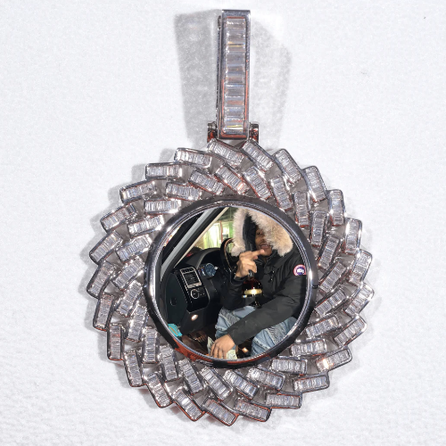 Large 3D Baguette Custom Picture Pendant