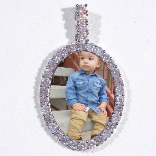 Large 3D Oval Custom Picture Pendant