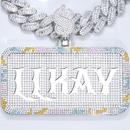 CUSTOM LETTER NECKLACE 3D COLORFUL SQUARE