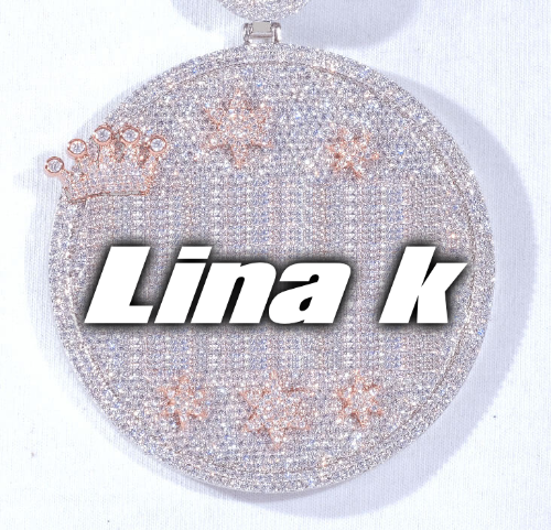 CUSTOM LETTER NECKLACE 3D BIG CROWN DISC