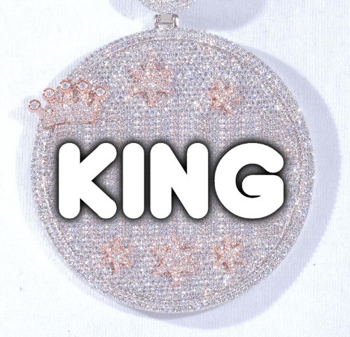 CUSTOM LETTER NECKLACE 3D BIG CROWN DISC