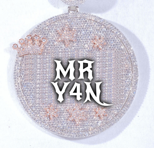 CUSTOM LETTER NECKLACE 3D BIG CROWN DISC