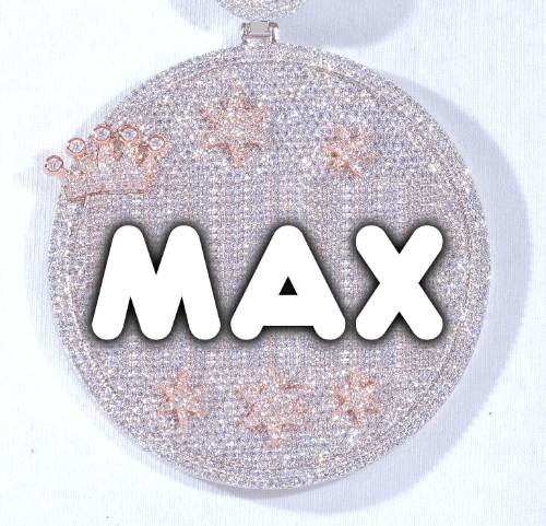 CUSTOM LETTER NECKLACE 3D BIG CROWN DISC