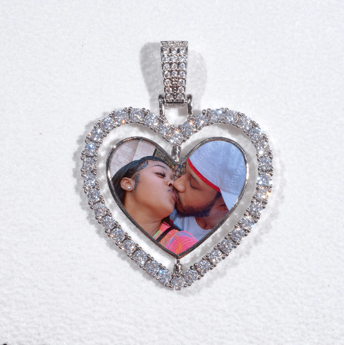 3D Spinning 2-Faced Heart Custom Picture Pendant