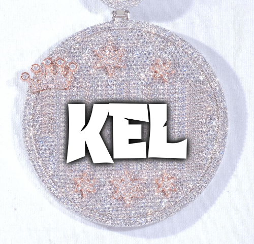CUSTOM LETTER NECKLACE 3D BIG CROWN DISC