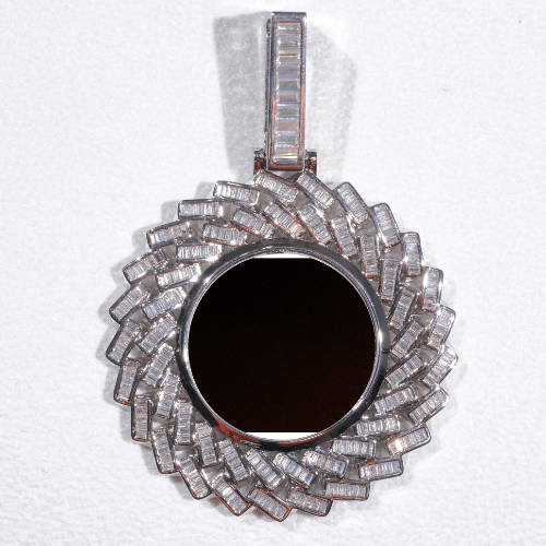 Large 3D Baguette Custom Picture Pendant