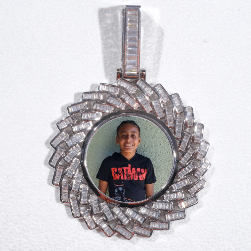 Large 3D Baguette Custom Picture Pendant