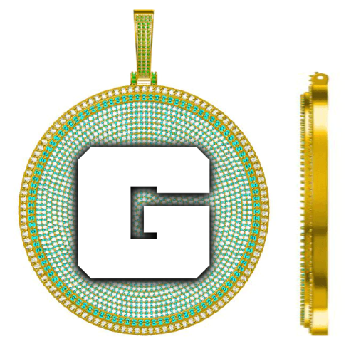 CUSTOM LETTER NECKLACE 3D BIG DISC