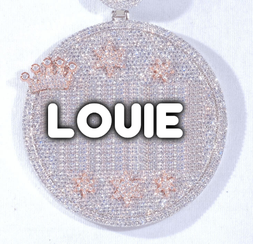 CUSTOM LETTER NECKLACE 3D BIG CROWN DISC