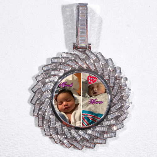 Large 3D Baguette Custom Picture Pendant