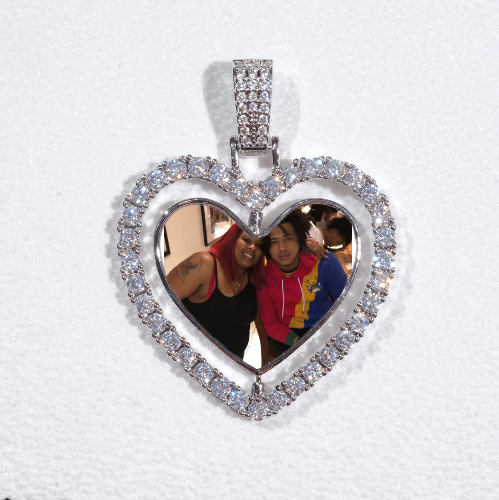 3D Spinning 2-Faced Heart Custom Picture Pendant
