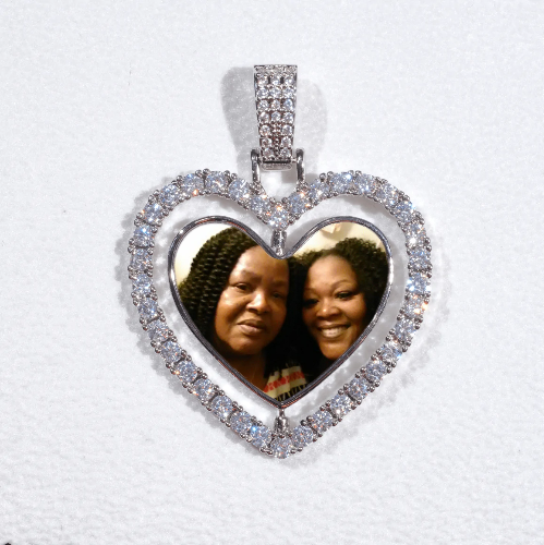3D Spinning 2-Faced Heart Custom Picture Pendant