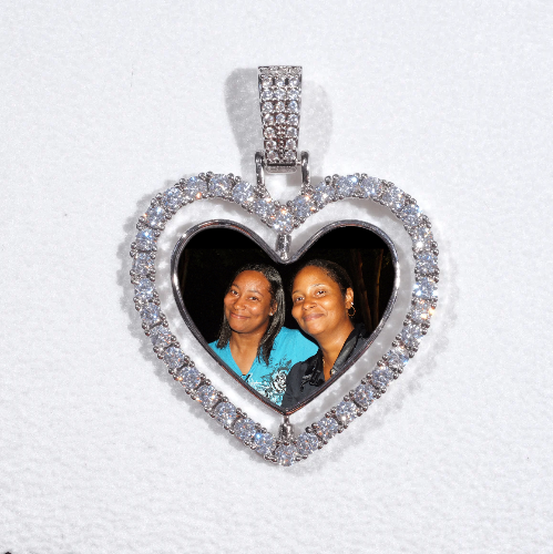 3D Spinning 2-Faced Heart Custom Picture Pendant