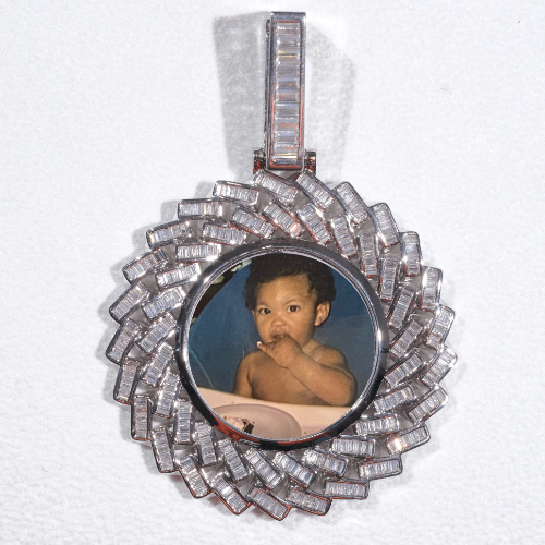 Large 3D Baguette Custom Picture Pendant