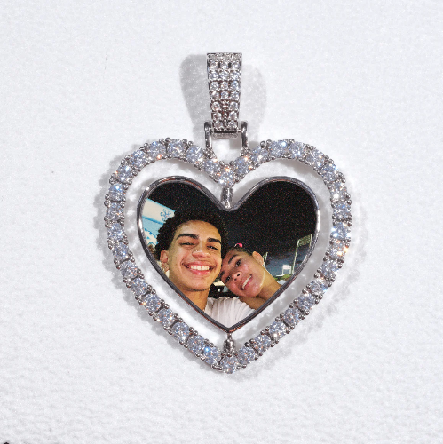 3D Spinning 2-Faced Heart Custom Picture Pendant