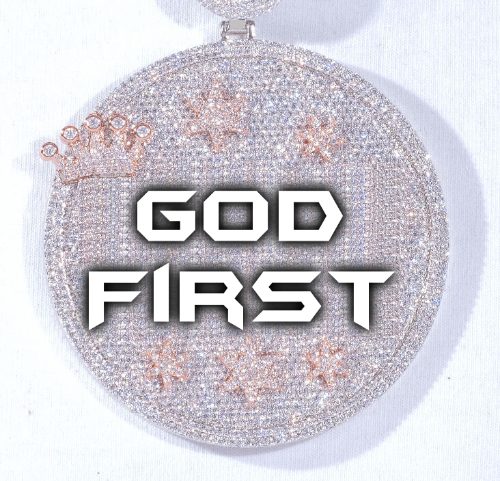 CUSTOM LETTER NECKLACE 3D BIG CROWN DISC