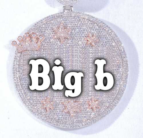 CUSTOM LETTER NECKLACE 3D BIG CROWN DISC