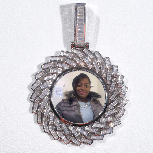 Large 3D Baguette Custom Picture Pendant