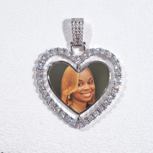 3D Spinning 2-Faced Heart Custom Picture Pendant