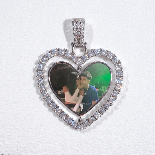 3D Spinning 2-Faced Heart Custom Picture Pendant