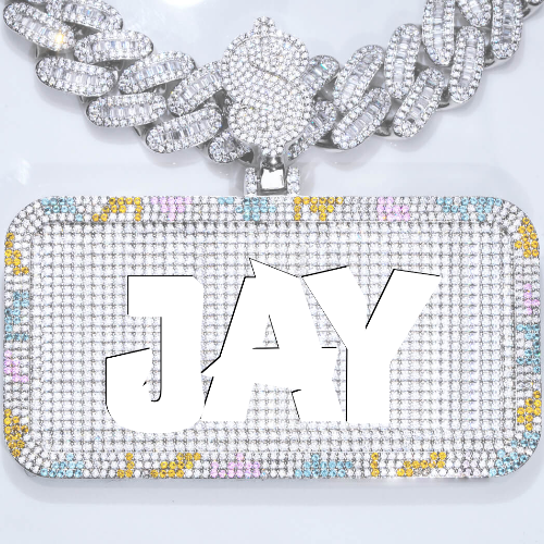 CUSTOM LETTER NECKLACE 3D COLORFUL SQUARE