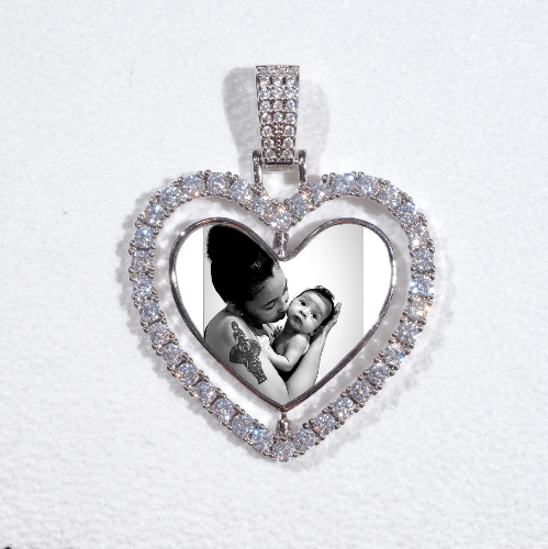 3D Spinning 2-Faced Heart Custom Picture Pendant