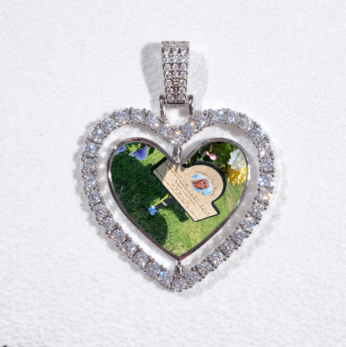 3D Spinning 2-Faced Heart Custom Picture Pendant