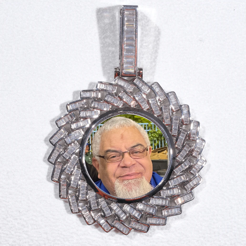 Large 3D Baguette Custom Picture Pendant